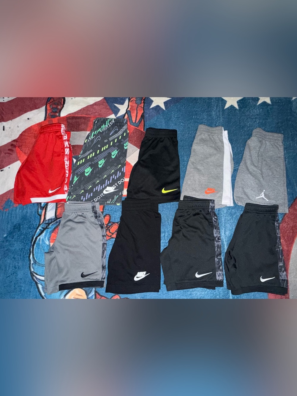 Nike Kids' Athletic Shorts Bundle - Black, Gray, red & Neon Accents